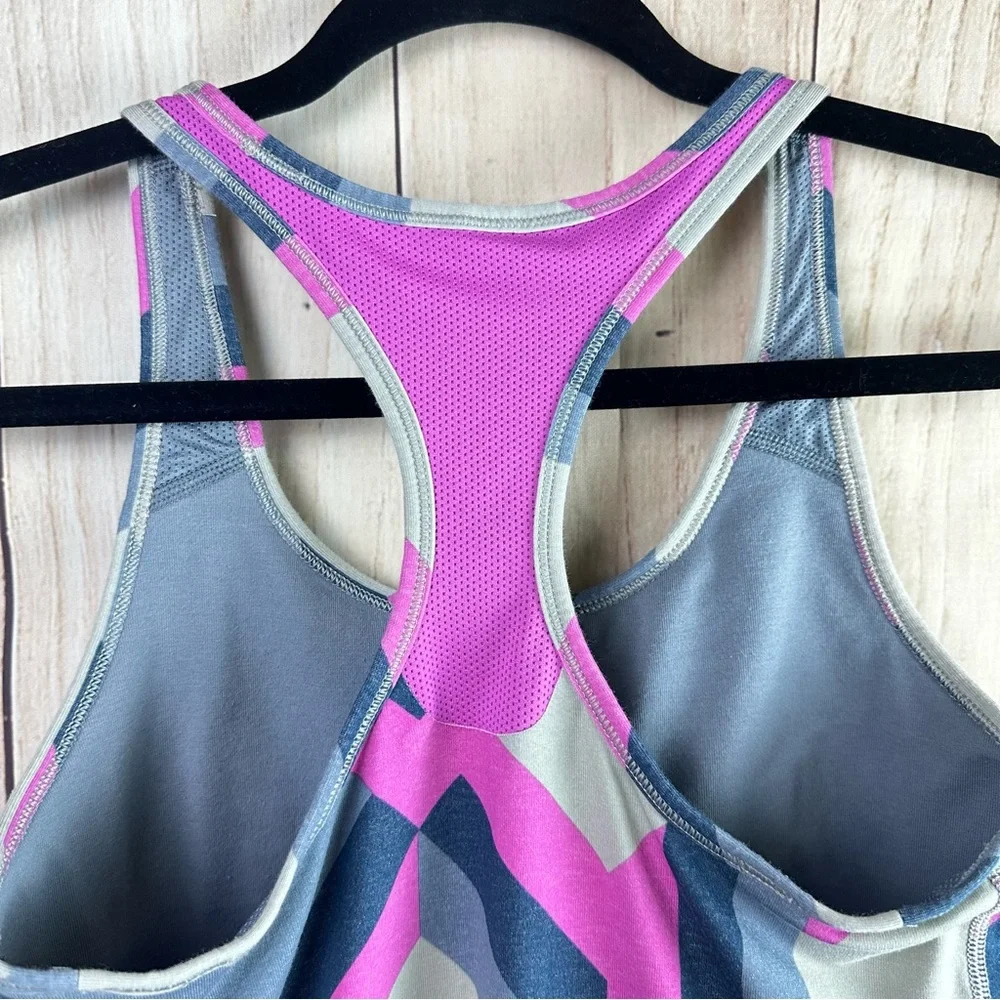 Nike Dri-fit Slim Fit Pink and Gray Chevron Racerback Tank Top - Picture 7 of 10